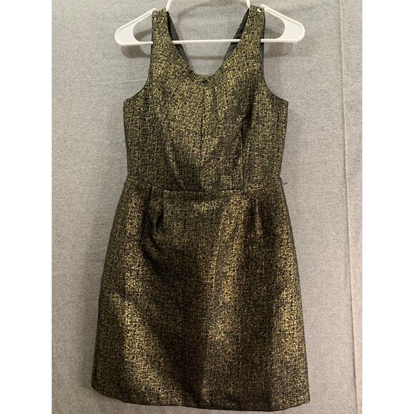Attention Dress Women Size 2 Black and Gold Metallic Mini Dress Sleeveless - Picture 1 of 6